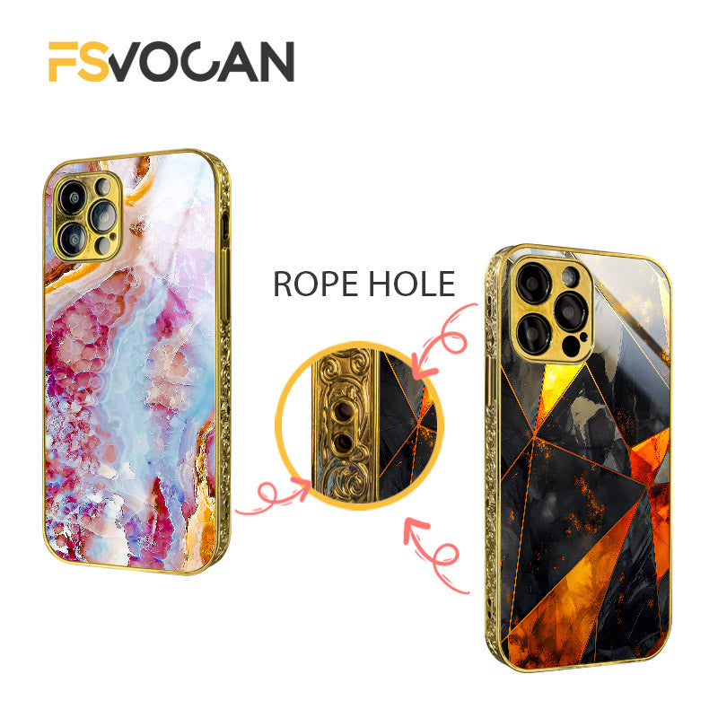 Luxury Black Marble iPhone Case with Gold Edges: Camera Protection & Durable Cover | MagSafe-Compatible for Apple iPhone 16/16e, 15, 14, 13, 12 Pro Max, Pro, Plus, Mini Cover - 3D Texture: Enhanced Grip | 360-Degree Camera Lens Protection Armor Case