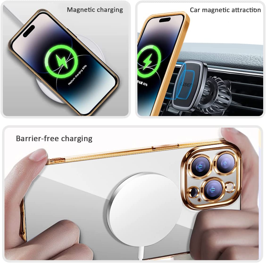 Luxury Ultra-Thin iPhone Case with MagSafe: 360° Full Metal and Glass Protection, Magnetic Adsorption | Shockproof with Glass Lens Camera Protection | Stylish Phone Cover for Apple iPhone 16/16e, 15, 14, 13, 12 Pro Max, Pro, Plus & Mini