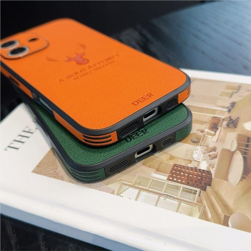 Premium Deer Leather Texture Ultra-Thin iPhone Case | MagSafe Case with All-Around Protection and Camera Lens Protection for Apple iPhone 16/15/14/13/12 Pro Max, Plus, Mini | Armor Phone Case