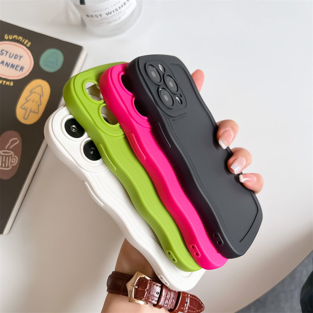 Premium Stylish Solid Color Curly Wave Design iPhone Case | MagSafe Case with Camera Lens Protector for Apple iPhone 16/15/14/13/12 Pro Max Plus Mini | Heavy Duty, Bumper Cover Phone Case | Premium Silicone Protective Cover