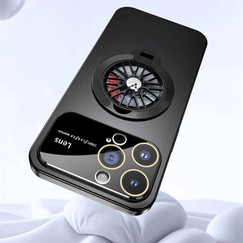 Premium iPhone Case with 360-Degree Rotating Gyro Stand Function and Foldable Holder | MagSafe Case with 360-Degree Protection and Camera Lens Cover for iPhone 16/15/14/13/12 Pro Max, Plus, Mini Cover | Armor Case and Bumper Cover