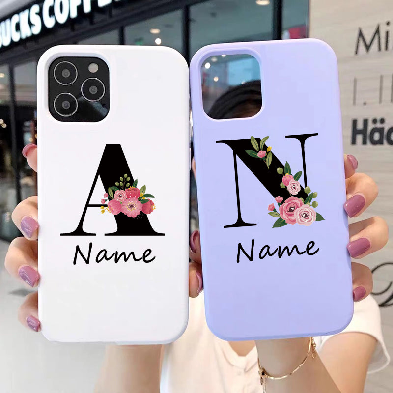 Personalized Luxury iPhone Case for Apple iPhone 16/16e, 15, 14, 13, 12 Pro Max, Pro, Plus & Mini Cover | Custom Name & Initials with Elegant Floral Design | MagSafe Compatible | Premium Camera Protection | Tempered Glass | Stylish Protective Case