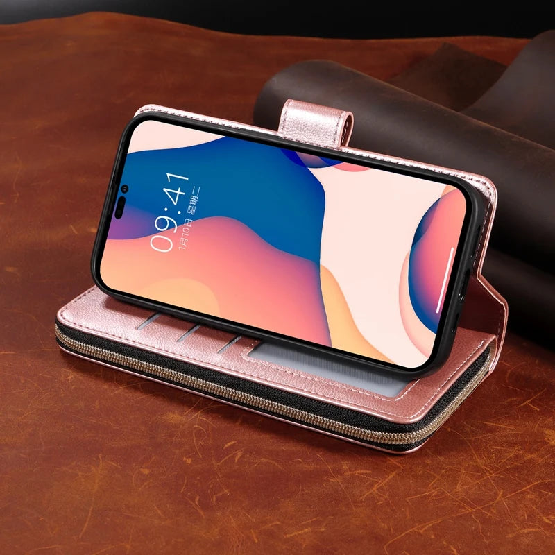 SecureSwipe Premium Leather Wallet Case for Apple iPhone 16/15/14/13/12 Pro Max Plus Mini | Wallet & Coin Purse Features: Magnetic Closure, Multiple Card Slots, Scratch-Resistant, Shockproof & Lightweight Design