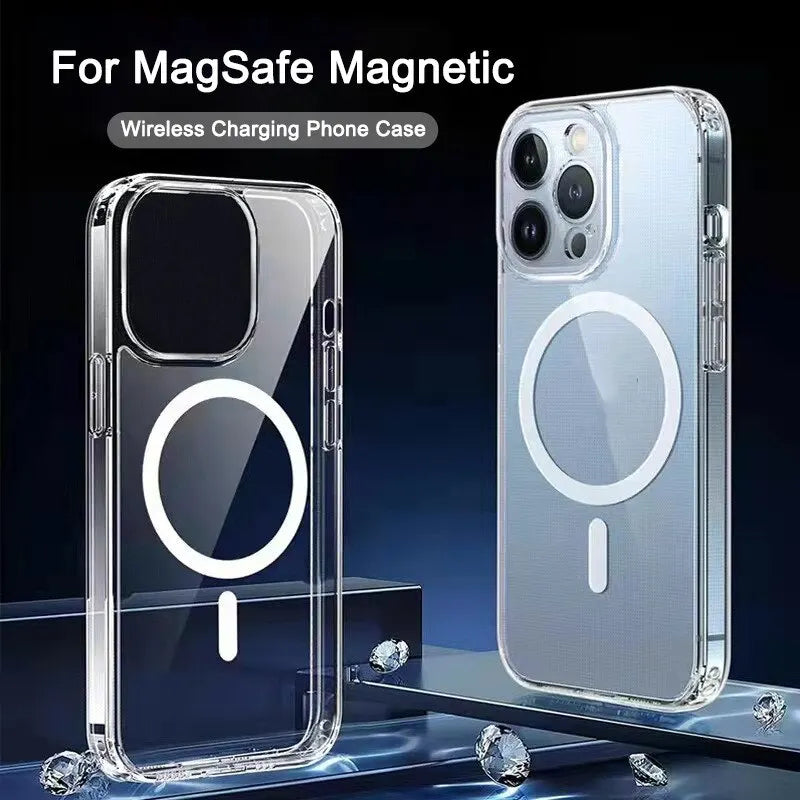 Transparent Magnetic Magsafe For Apple iPhone 16/15/14/13/12 Pro Max Plus Mini Case | Clear Transparent Case, Wireless Charging, Dustproof, Water-Resistant & Enhanced Camera Protection Cover