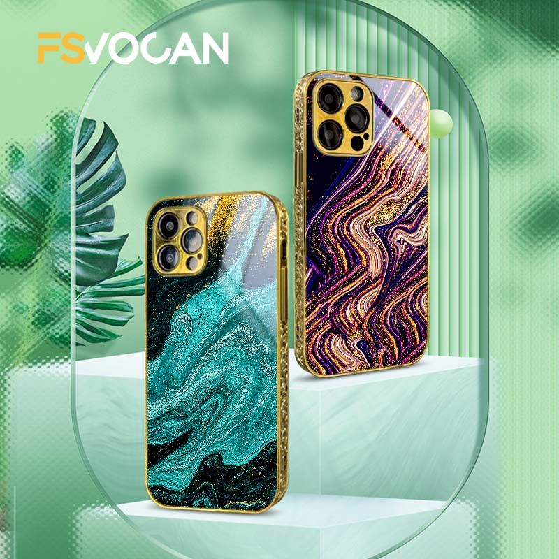 Luxury Gold Frame Marble iPhone Case Shockproof Cover | MagSafe Phone Case for Apple iPhone 16/15/14/13/12 Pro Max Plus Mini | Camera Protector, Cover & Armor Protective Case