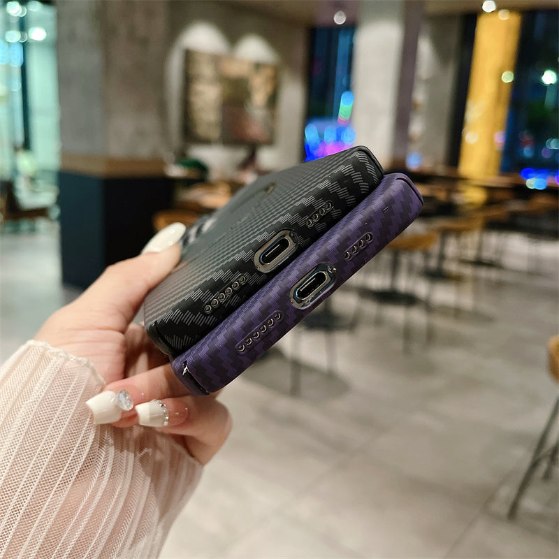 Luxury Ultra-Thin Carbon Fiber iPhone Case | MagSafe Case with 360-Degree Protection & Camera Lens Protection for Apple iPhone 16/15/14/13/12 Pro Max, Pro, Plus, e & Mini Cover | Shockproof Phone Case with Armor Shell & Bumper Cover