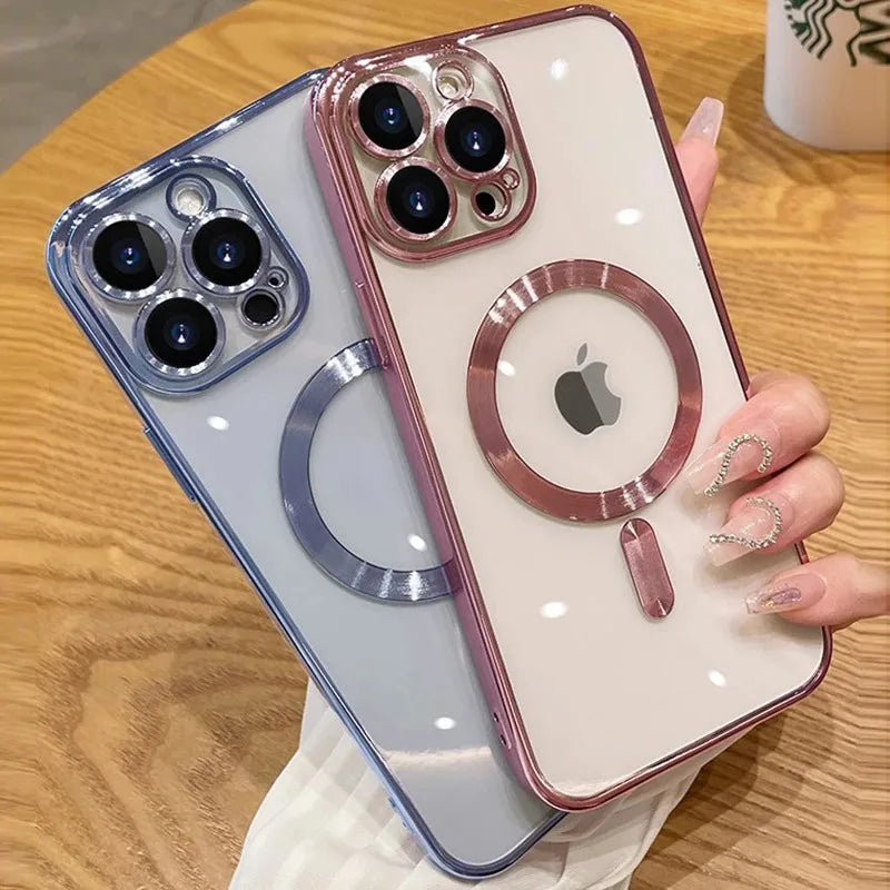 Magnetic Luxury For Apple iPhone 16/15/14/13/12 Pro Max Plus Mini Case Made Of Soft Silicone | Camera Protection, Clear Premium Coating, Magsafe Wireless Charging & Scratch-Resistant