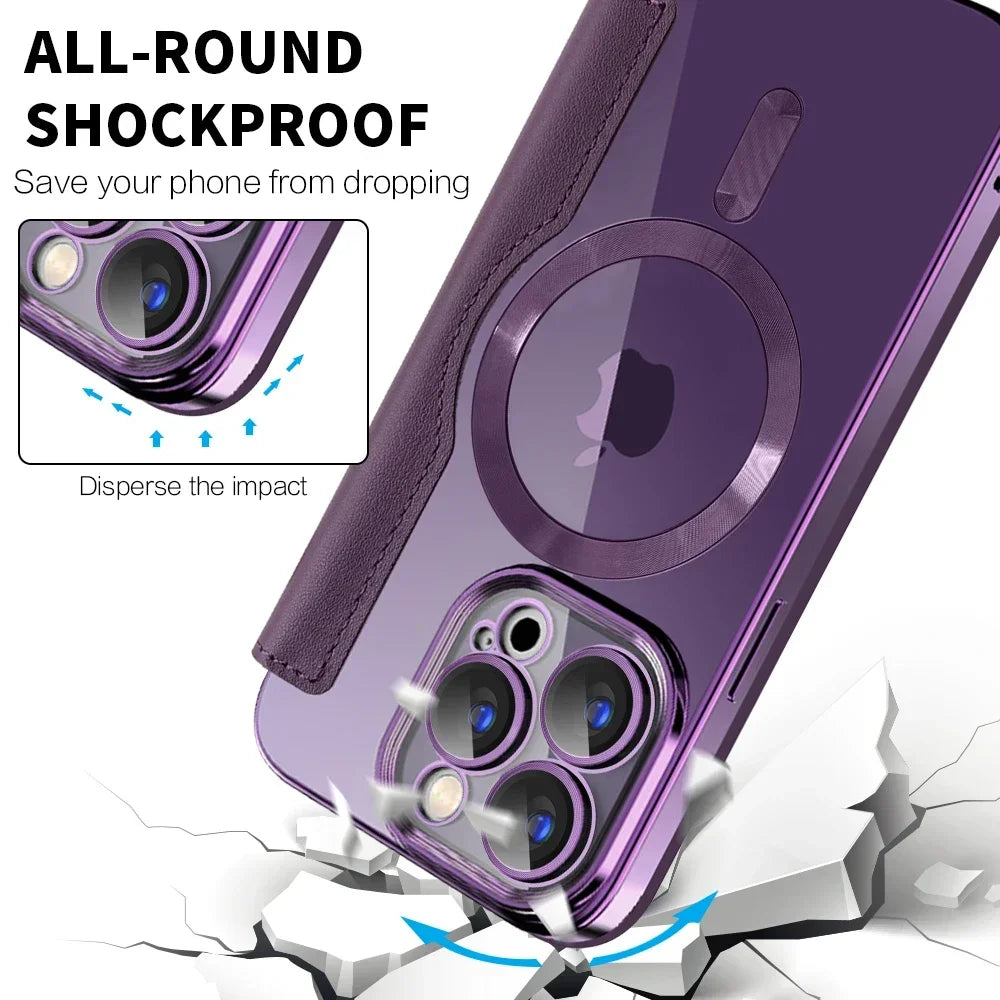 Premium Flip Leather Case with Card Slot and Card Holder Wallet, Magnetic & Shockproof iPhone Case | Flip Cover Stand Case for Apple iPhone 16/15/14/13/12 Pro Max, Plus, Mini Cover - Versatile Protective Cover