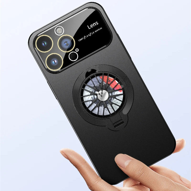 Premium iPhone Case with 360-Degree Rotating Gyro Stand Function and Foldable Holder | MagSafe Case with 360-Degree Protection and Camera Lens Cover for iPhone 16/15/14/13/12 Pro Max, Plus, Mini Cover | Armor Case and Bumper Cover