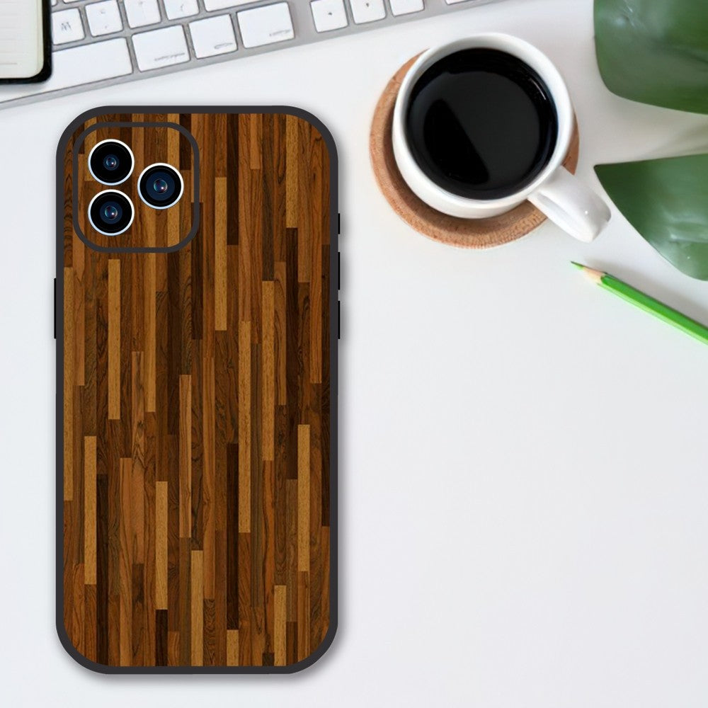 Luxury iPhone Case Made of Solid Wood Bamboo and Metallic with Smooth Brown Wood Grain | MagSafe Case with 360-Degree Protection & Camera Lens Cover for Apple iPhone 16/16e, 15, 14, 13, 12 Pro Max, Pro, Plus & Mini Cover | Shockproof Phone Case
