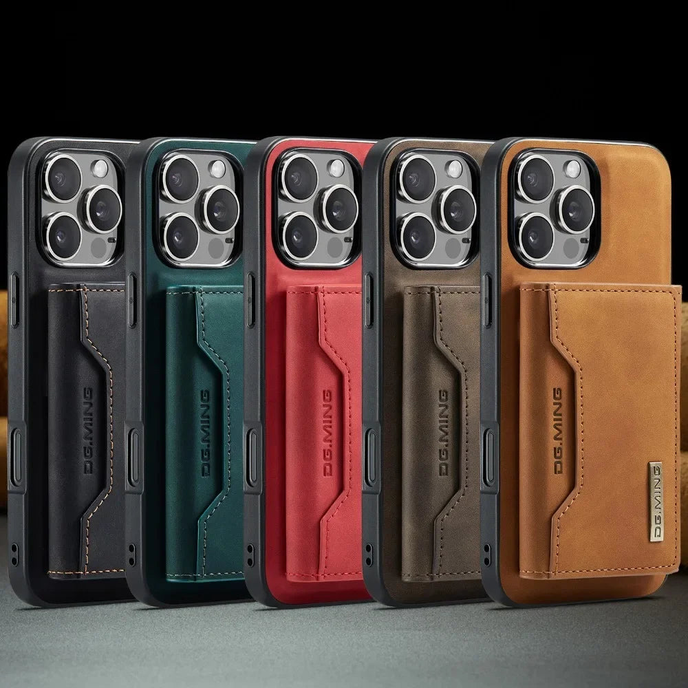 Premium Leather Magnetic Wallet with Card Holder iPhone Case | MagSafe Case for Apple iPhone 16/15/14/13/12 Pro Max, Plus, Mini - 360-Degree Protection Cover with Camera Lens Protection | Armor Phone Case | Wallet Protective Cover