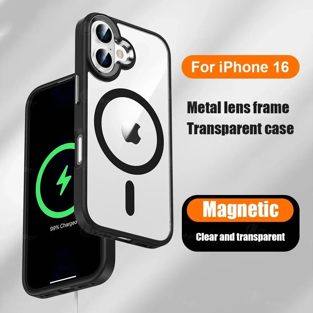 Premium iPhone Case Clear HD | Magnetic MagSafe & Wireless Charging | Shockproof Transparent Hybrid Armor with Camera Lens Protection for Apple iPhone 16/16e, 15, 14, 13, 12 Pro Max, Pro, Plus & Mini Cover