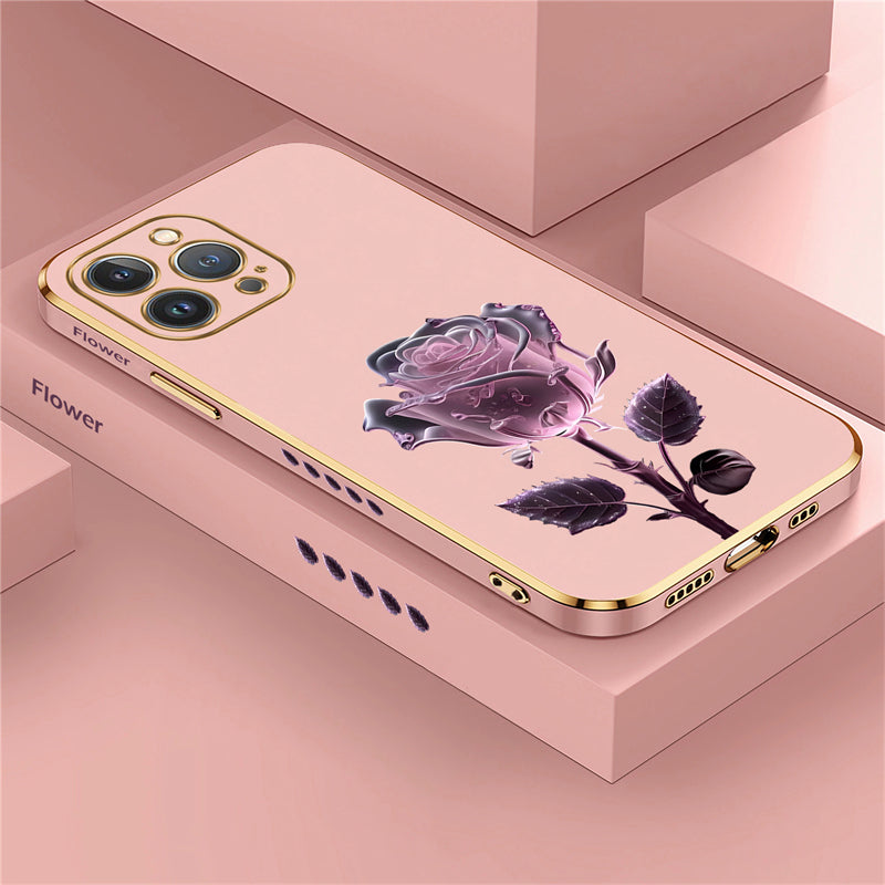 Luxury Crystal Rose Diamond iPhone Case | MagSafe Case with 360-Degree Protection and Camera Lens Cover for Apple iPhone 16/15/14/13/12 Pro Max, Plus, Mini Cover | Armor Case, Bumper Cover Phone Case | High-Quality Protective Cover