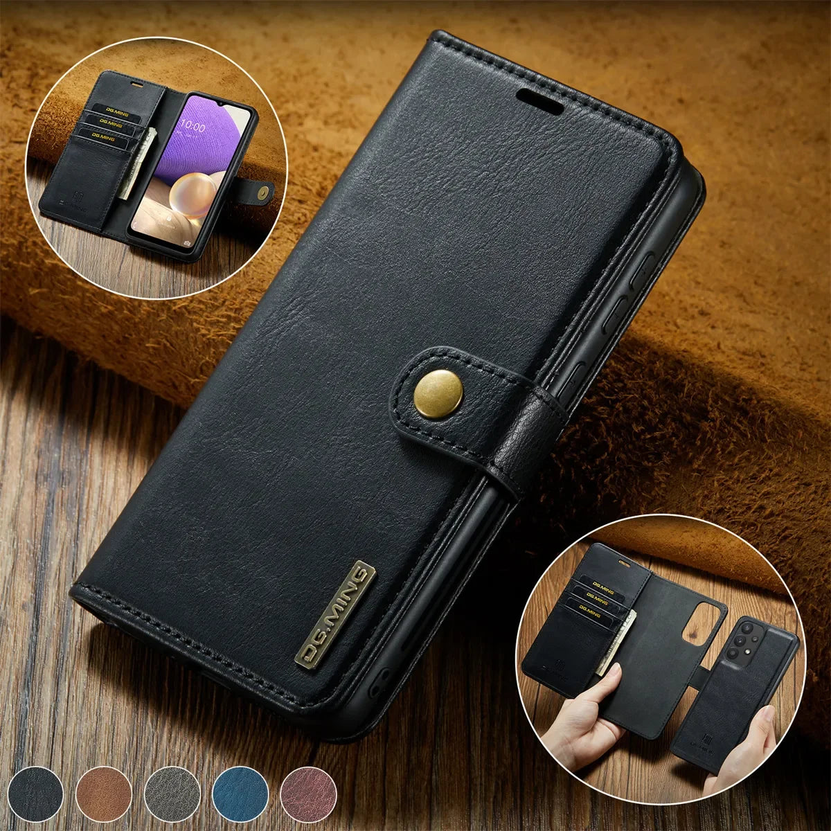 High-Quality Detachable Magnetic Leather iPhone Case | MagSafe Case with Wallet & Card Holder for Apple iPhone 16/15/14/13/12 Pro Max, Plus, Mini - 360-Degree Protection Cover with Camera Lens Protection | Armor Case & Wallet Protective Cover