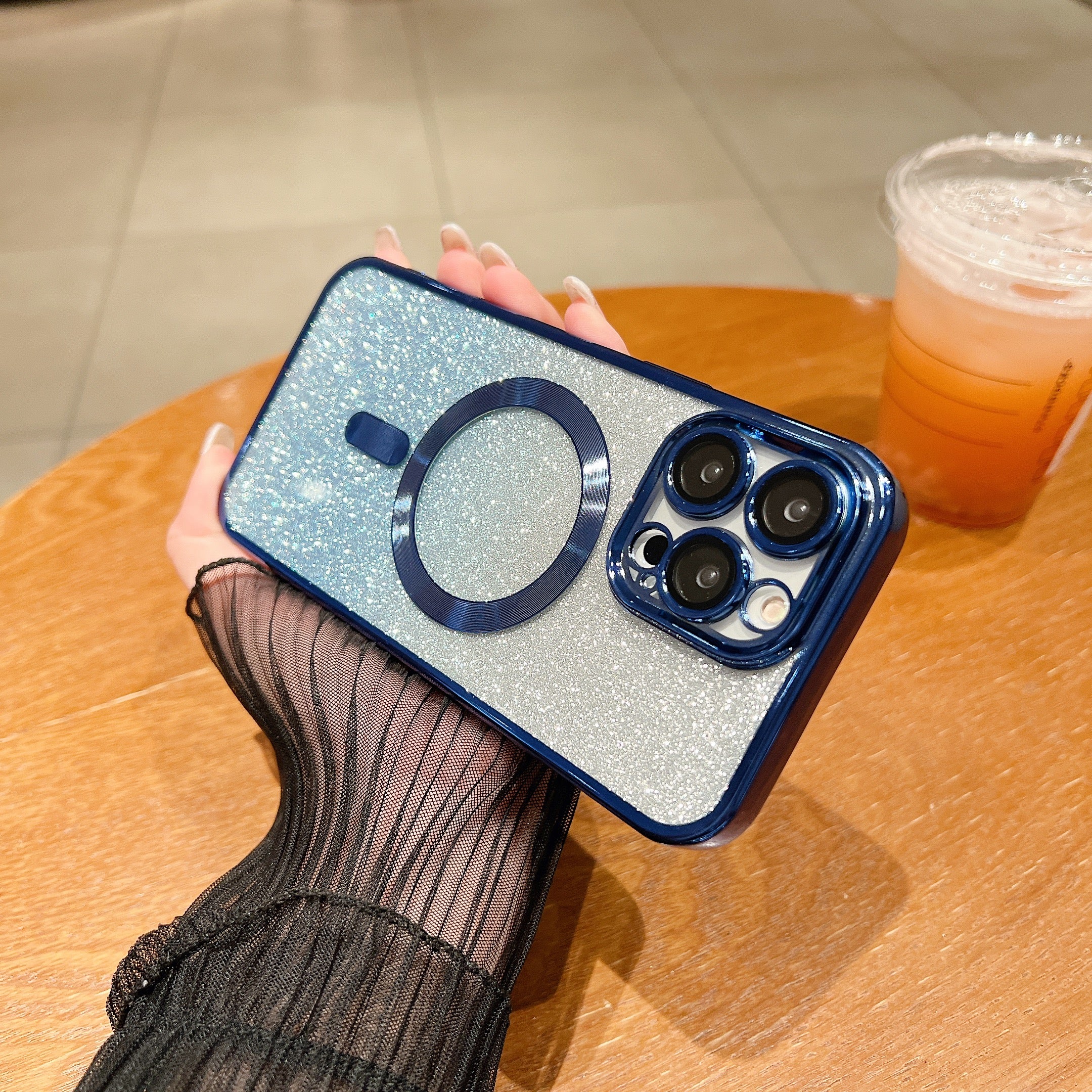 <tc>Luxury Crossbody Lanyard Gradient Glitter Magnetic Case iPhone Case | MagSafe Case with Camera Lens Protection Cover for Apple iPhone 17/17 Air/16/16e/15/14/13 Pro Max Plus | Armor Soft TPU Plating Phone Case | Premium Protection</tc>