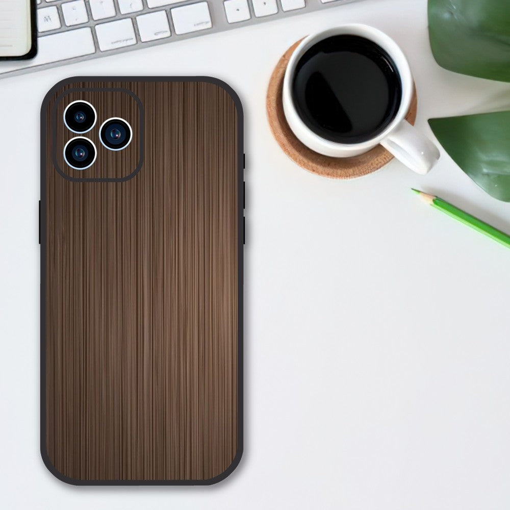 Luxury iPhone Case Made of Solid Wood Bamboo and Metallic with Smooth Brown Wood Grain | MagSafe Case with 360-Degree Protection & Camera Lens Cover for Apple iPhone 16/16e, 15, 14, 13, 12 Pro Max, Pro, Plus & Mini Cover | Shockproof Phone Case