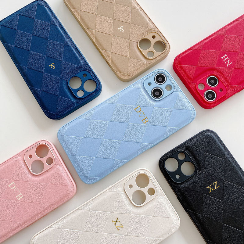 Personalized Luxury Leather iPhone Case for Apple iPhone 16/16e, 15, 14, 13, 12 Pro Max, Pro, Plus & Mini | Name, Initials, Symbols & Numbers | Custom Engraved Case | MagSafe Compatible Cover with Camera Protection & Genuine Leather