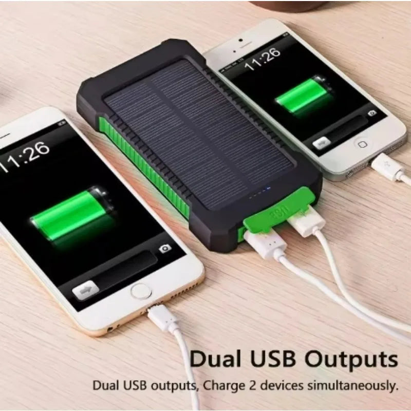 High-Quality Power Bank 20000mAh Solar Charger | Portable External Battery with 5V Fast Charging and Super Bright Flashlight for Smartphones, Apple iPhone, Samsung, iOS & Android On-the-Go