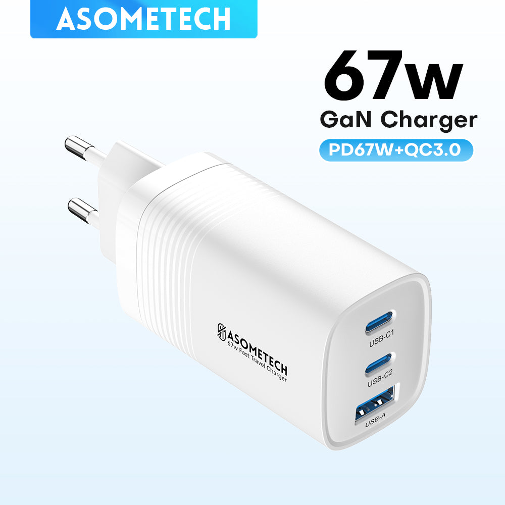 Premium Tech GaN USB Type C Charger 65W 45W PPS PD QC 4.0 | Fast Charger for Smartphones, Apple iPhone, Samsung, iOS & Android MacBook, Laptop, iPad, AirPods, Tablet, iOS
