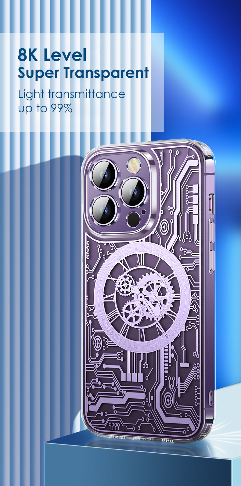 Premium Abdeckung, Kohlefaser Transparente Magnet-Hülle iPhone 12/13/14/15 Pro Max - Mechanische Textur, Telefonabdeckung,