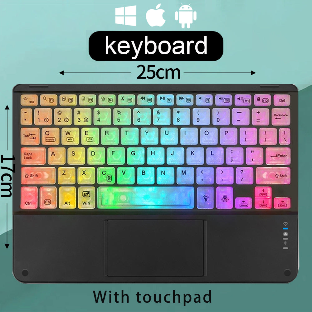 Premium Backlit Tastatur und Maus in 10-Zoll für iPad: Bluetooth-Tastatur mit Hintergrundbeleuchtung | Kompatibel mit iOS, Android, Windows