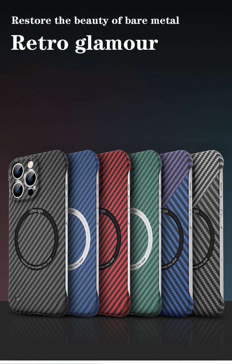 Premium Hülle, Abdeckung, Kohlefaser | Apple iPhone 15/13/12/11/14 Pro Max - Ultradünn, MagSafe, magnetische kabellose Ladeabdeckung