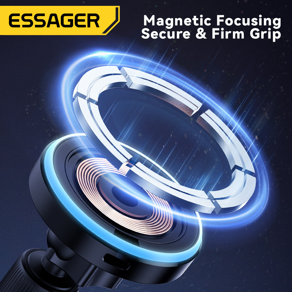 Premium RGB Magnetic Car Phone Holder and Qi 15W Wireless Charger for Smartphones, Apple iPhone, Samsung, iOS & Android | Universal Phone Holder & Charger