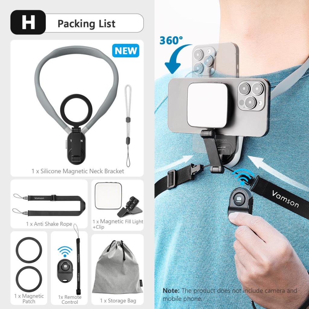Premium Silikon Magnet Hals-Halterung mit Schnellverschluss für Apple iPhone 15/14/13/12/11/10 Pro Max/Plus/Mini, Samsung