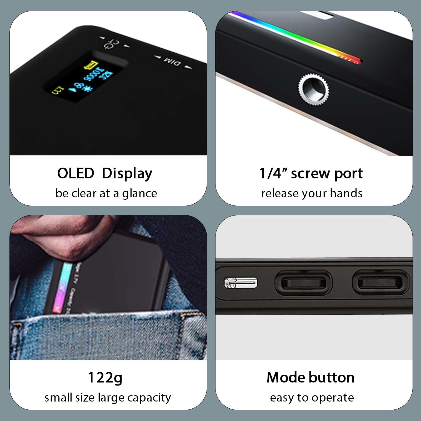 Premium RGB LED Video Licht Fotografie Füllen Kamera Beleuchtung Panel CRI95+ 2500-9000K LCD Display Kalter Schuh Für Vlog