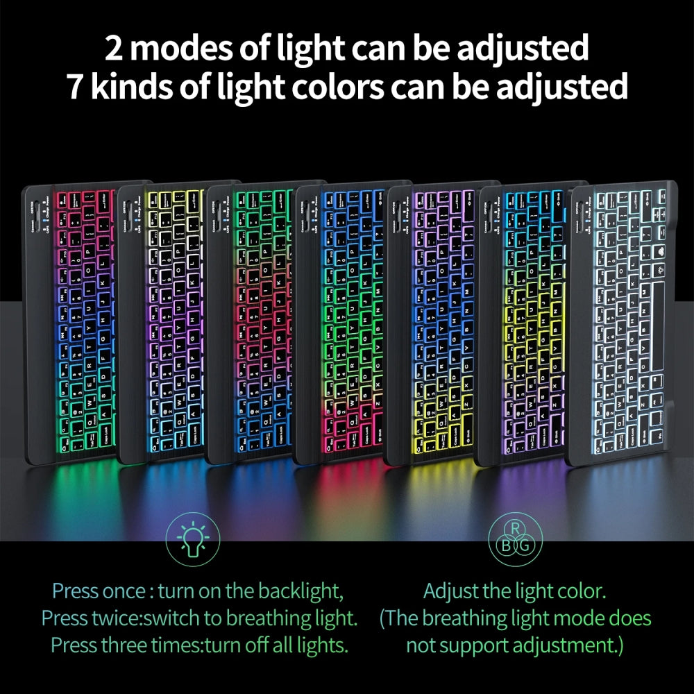 Premium Backlit Tastatur und Maus in 10-Zoll für iPad: Bluetooth-Tastatur mit Hintergrundbeleuchtung | Kompatibel mit iOS, Android, Windows