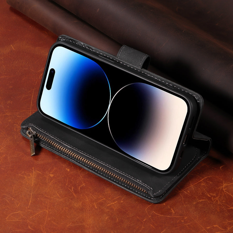 SecureSwipe Premium Leder Geldbörse Hülle für Apple iPhone | Geldbörse & Portmonee