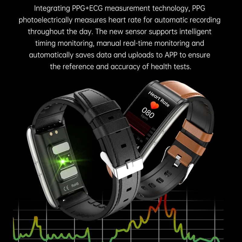 Premium High-Quality Non-Invasive Blood Glucose ECG + PPG Health Smart Band – IP68 Waterproof Sports Smartwatch, Blood Sugar Monitoring for Men & Women | Heart Rate, Sleep Tracking, Step Counter, Call, App Notifications | iOS & Android – Unisex