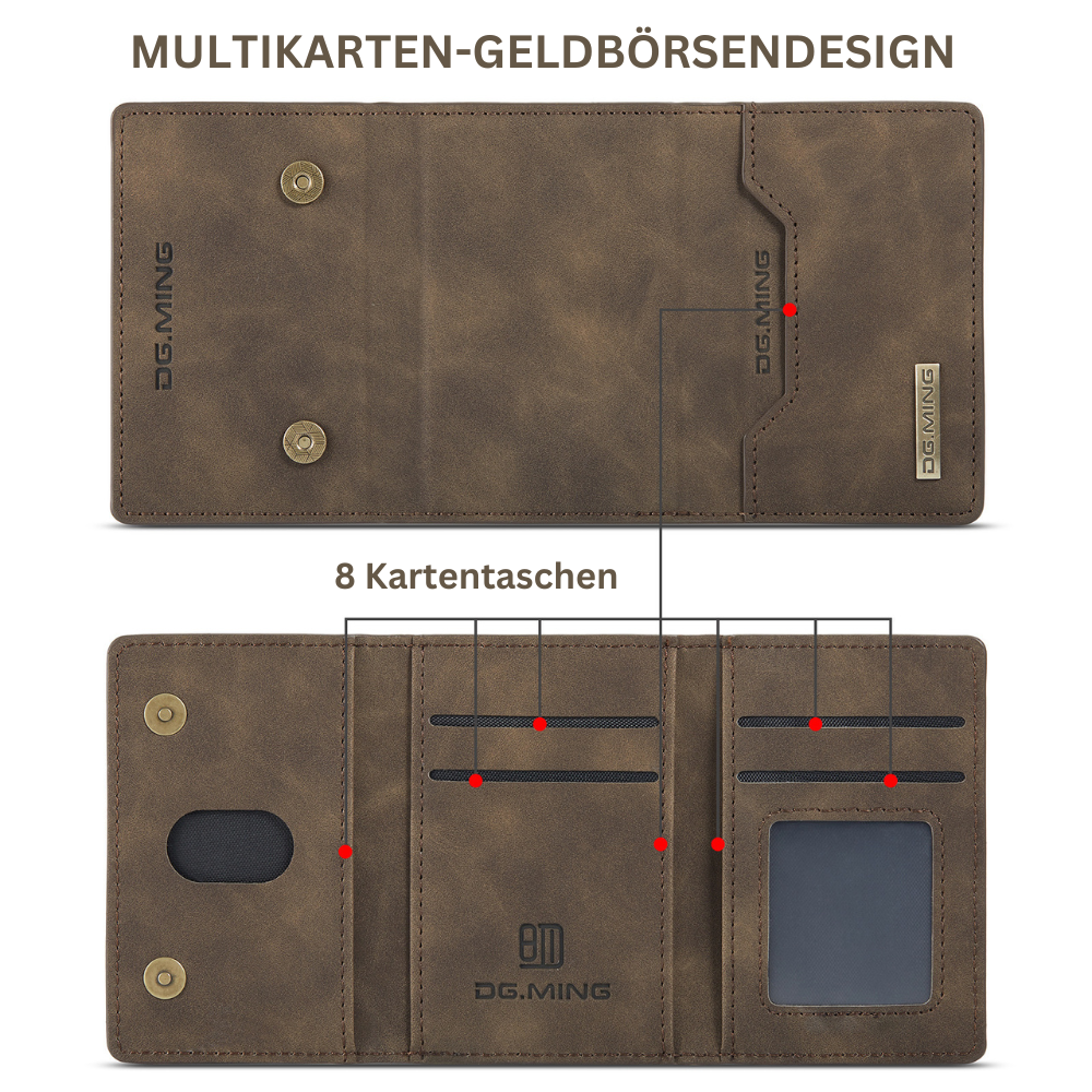 Premium 2-in-1 Magnetisches Geldbörse Leder Apple iPhone Hülle DG.MING