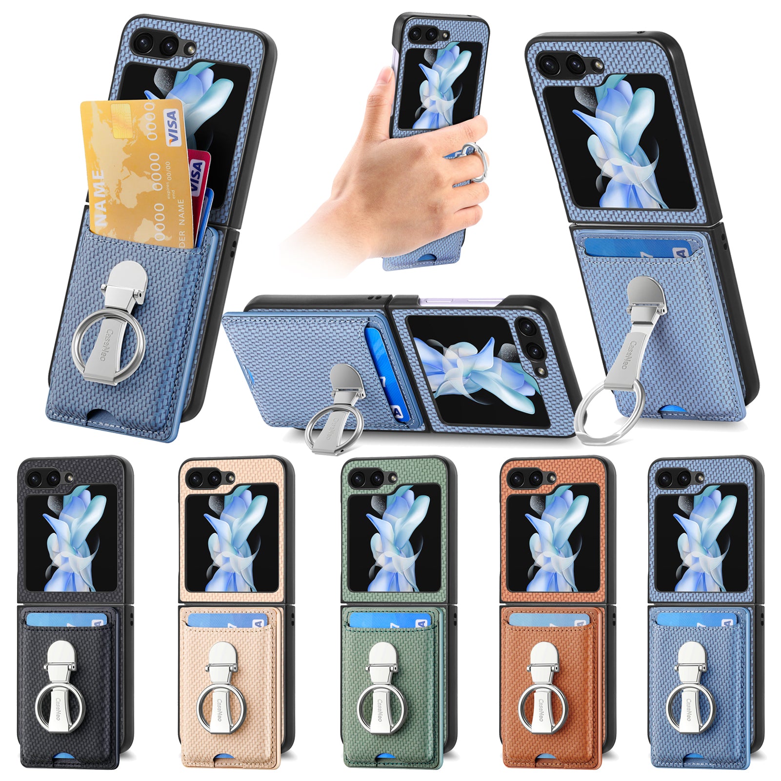 Hochwertige Leder MagSafe Brieftasche mit Kartenfächern: Klapp-Ringhalter & für iPhone 16/15/14/13/12 Pro - Phone Heaven Zone