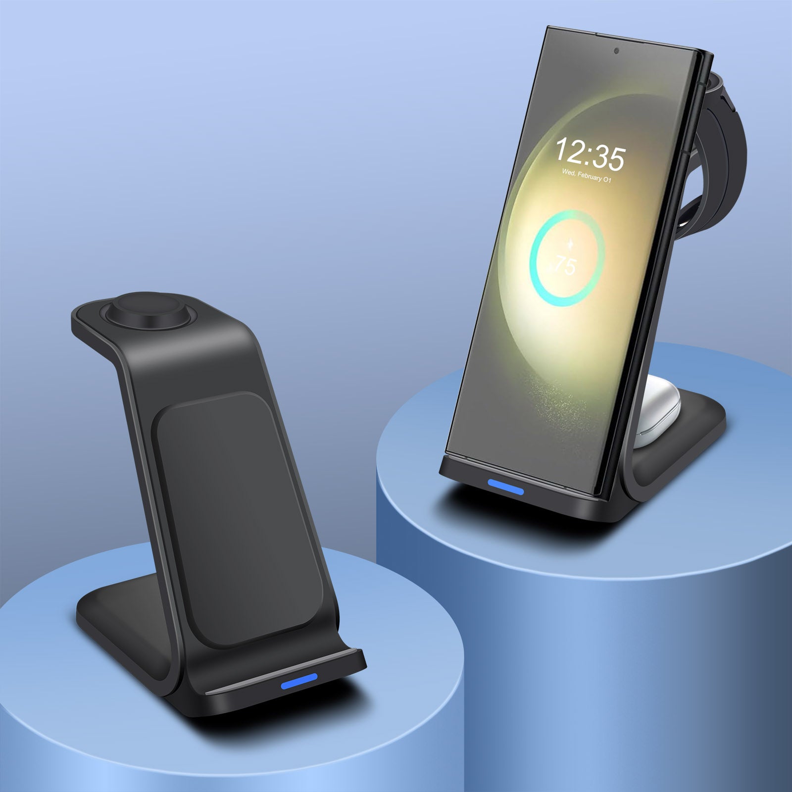 3-in-1 Wireless Charging Station Smartphones, Apple iPhone, Samsung, iOS & Android Watch, AirPods Charger | Magnetic Fast Charging Docking Station 20W Wireless Charging Stand