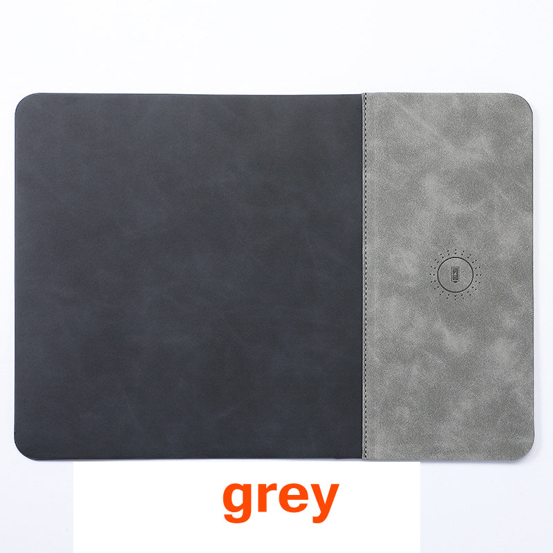 Premium Mouse Pad with High-Quality Qi Wireless Charging Pad for Smartphones, Apple iPhone, Samsung, iOS & Android Xiaomi, Huawei, USB-C, Phone Holder, 2-in-1 PU Leather Mat