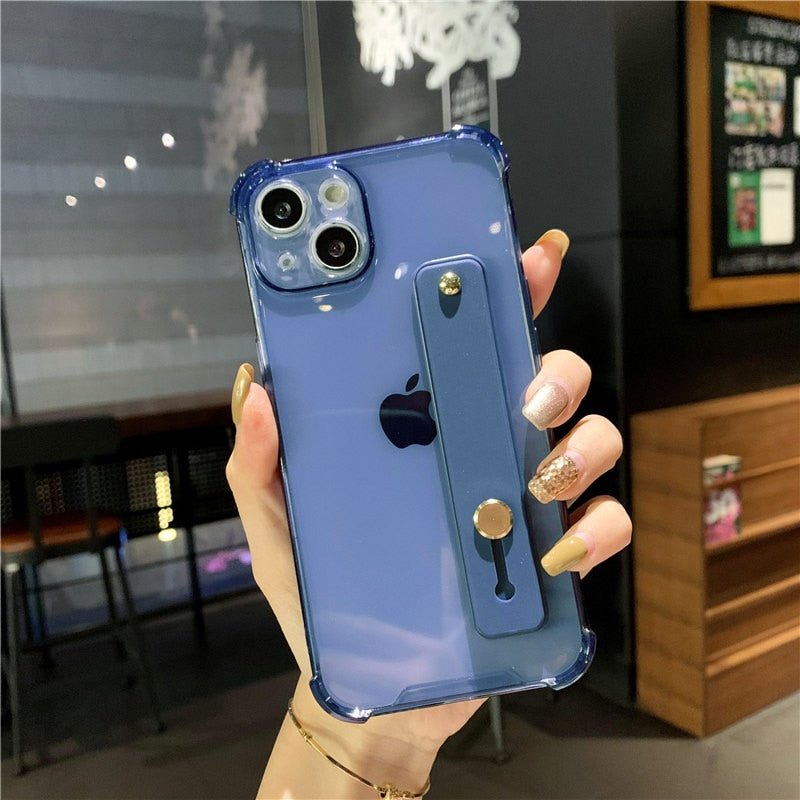 Premium Durchsichtige Candy-Farbe | Handgelenksband Handyhalter Klare Soft-Silikon Apple iPhone Case