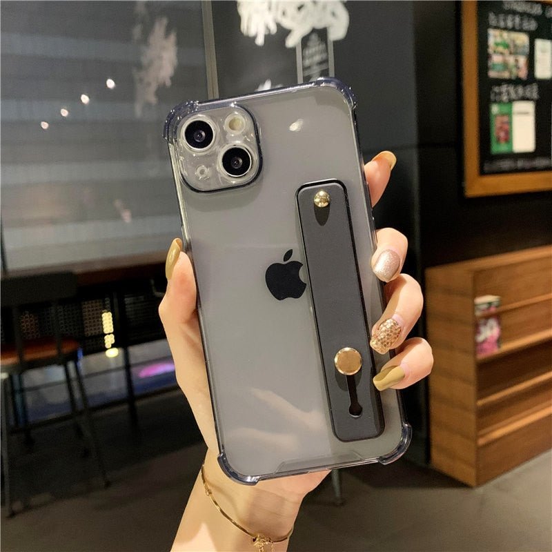 Premium Durchsichtige Candy-Farbe | Handgelenksband Handyhalter Klare Soft-Silikon Apple iPhone Case