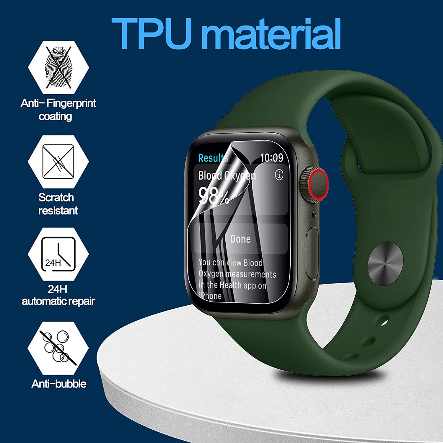 Displayschutzfolie für Apple Watch 44mm 40mm 45mm 41mm 38mm 42mm iWatch 6 SE 5 4 | Hochwertige HD Glasfolie, Schutzfilm