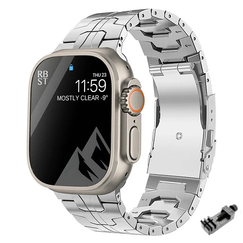 Luxus Apple Watch Armband 41mm 45mm 40mm 44mm - Herren Business Edelstahl-Armband für iWatch Serie 9 8 7  - Phone Heaven Zone