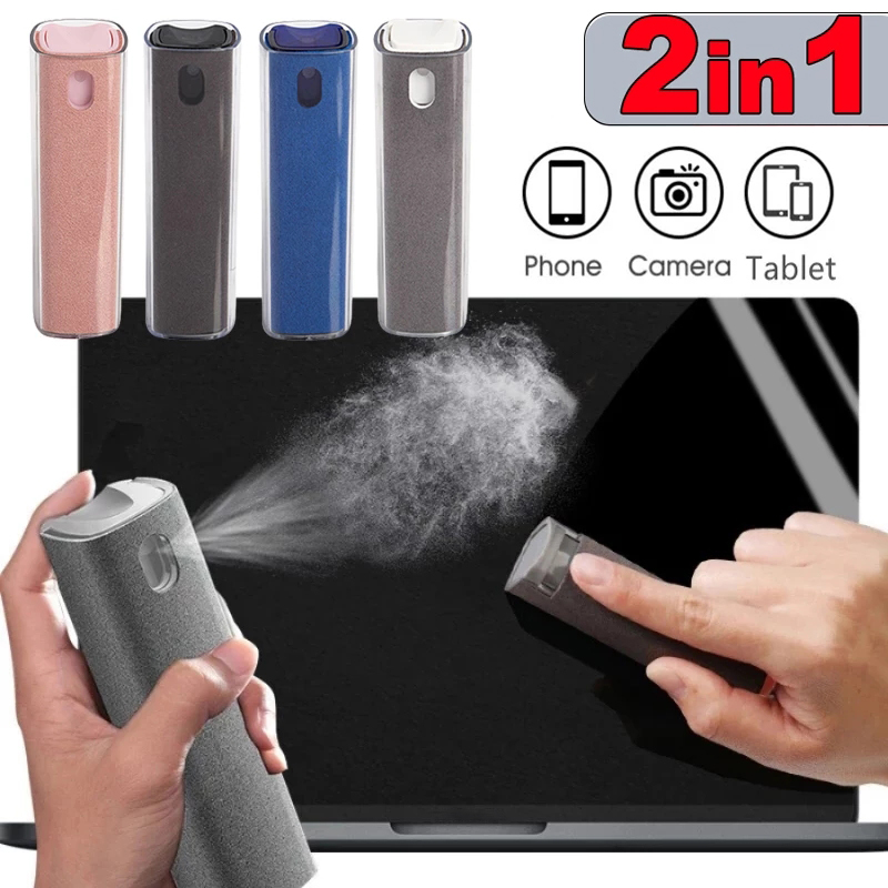 2-in-1 Premium Mikrofaser Bildschirmreiniger Sprayflasche & Mikrofasertuch für Handy, iPhone, iPad, MacBook, Laptop, Computer