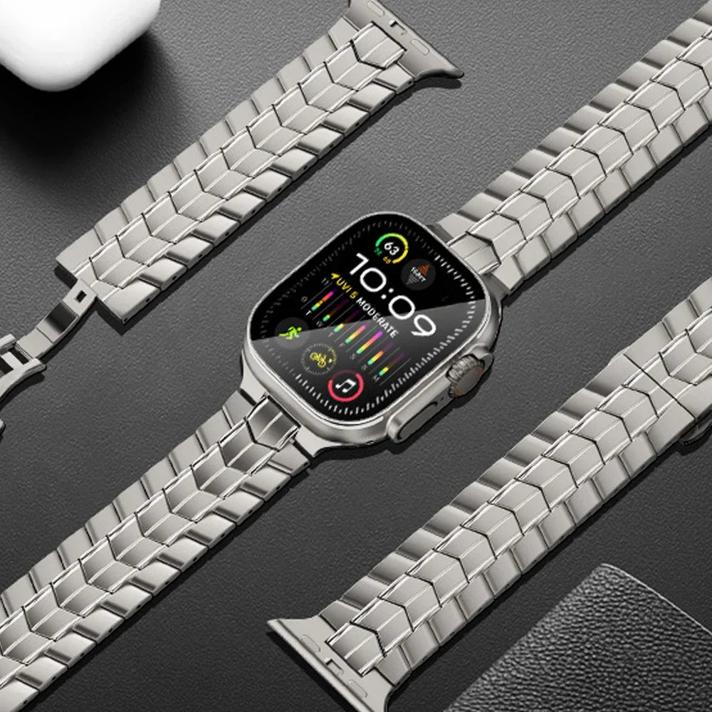 Luxus Apple Watch Armband 41mm 45mm 40mm 44mm - Herren Business Edelstahl-Armband für iWatch Serie 9 8 7  - Phone Heaven Zone
