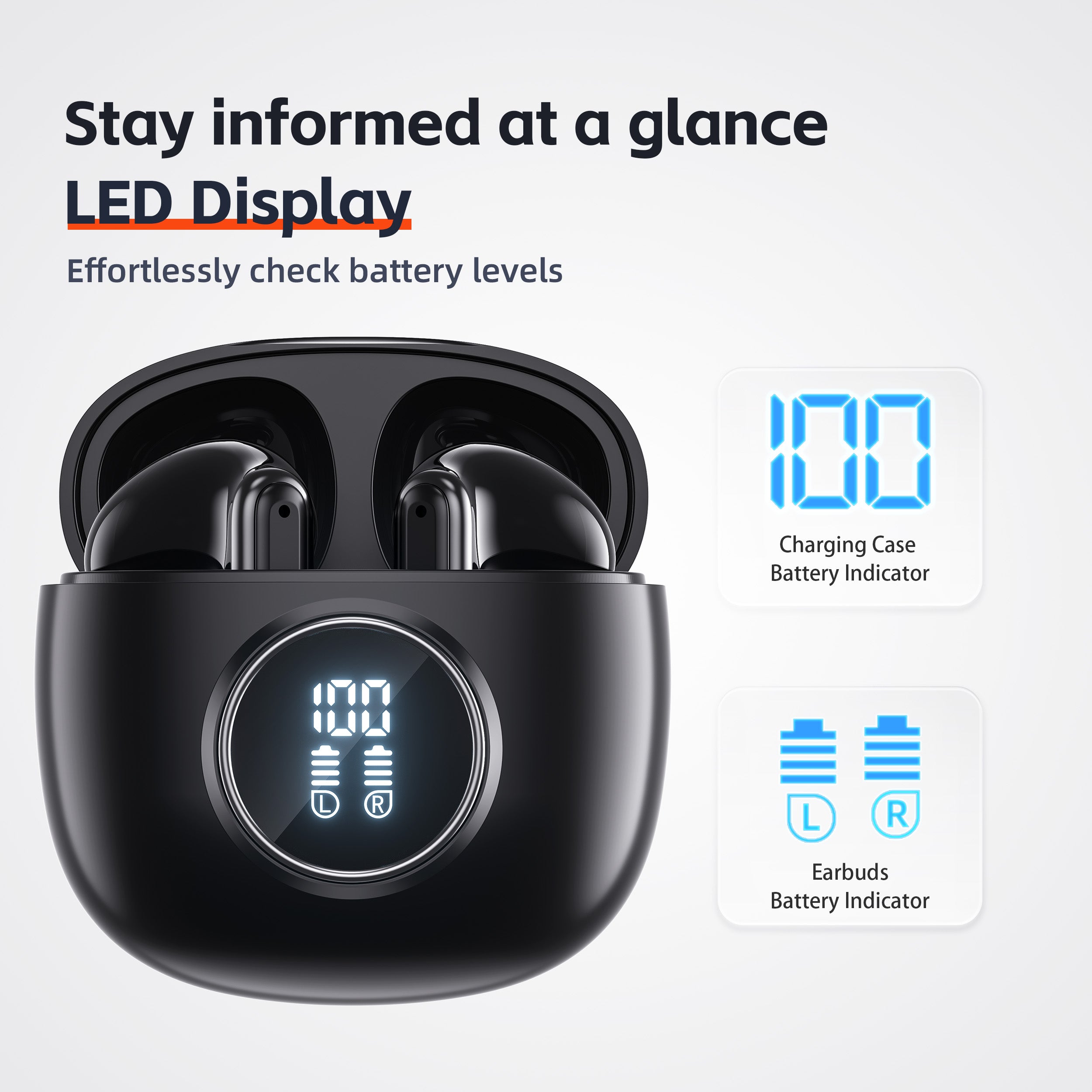 Hochwertige Bluetooth 5.3 TWS-Kopfhörer: HD-Mikrofon, HiFi, 13-mm-Treiber, Wasserdicht, Niedrige Latenz für Gaming/Fitness/Lifestyle
