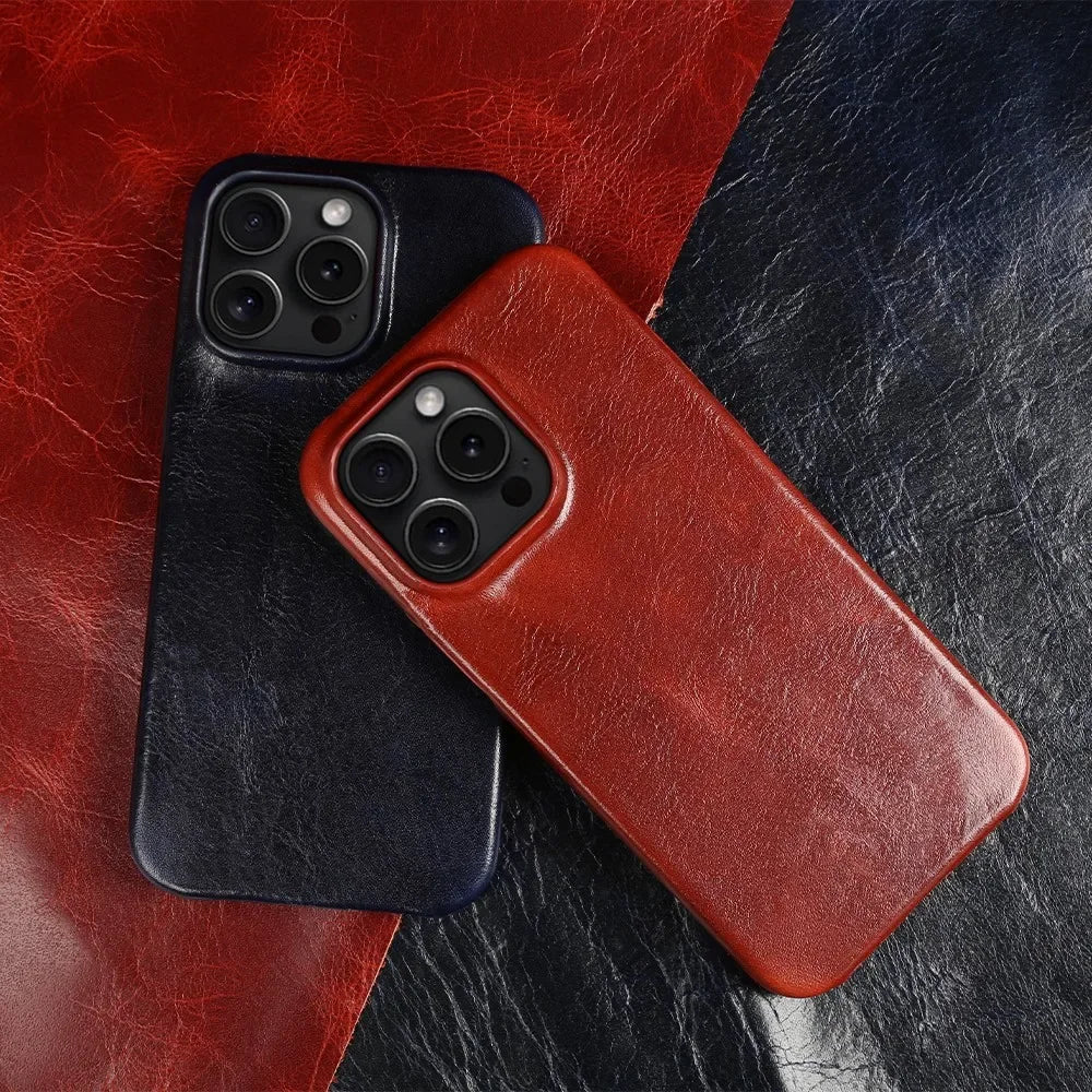 High-Quality Genuine Leather iPhone Case with Strap and Protective Cover | MagSafe Case with 360-Degree Protection & Camera Lens Protection for Apple iPhone 16/16e, 15, 14, 13, 12 Pro Max, Pro, Plus & Mini Cover | Shockproof Phone Case with Armor Shell