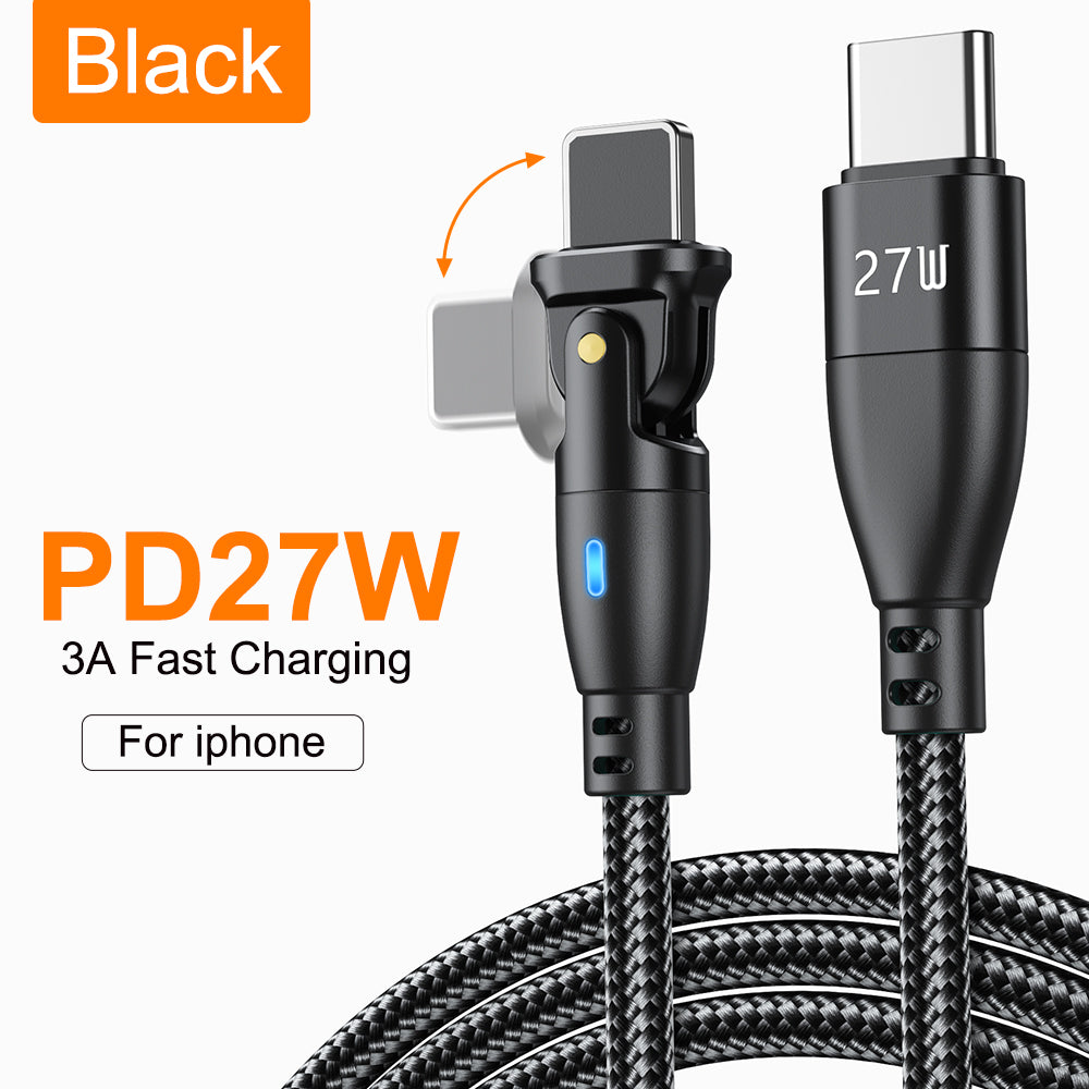 High Durability & Premium 3A Schnellladekabel Typ C für Samsung 180 Rotation Apple iPhone Kabel Realme - Phone Heaven Zone
