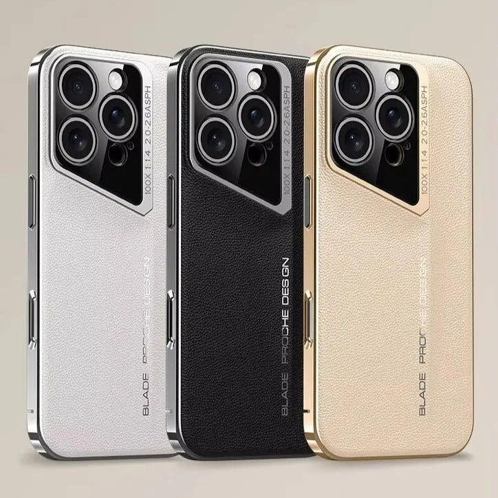 Luxus Leder iPhone Hülle MagSafe Case – elektroplattiertes Premium-Leder, 360° Kamera- & Display-Schutz, ultradünne Hard-Shell, stoßfest, kratzfest, schlankes Slim-Design, langlebiges Cover, kabelloses Laden kompatibel, stylisch & robust, Premium-Schutz
