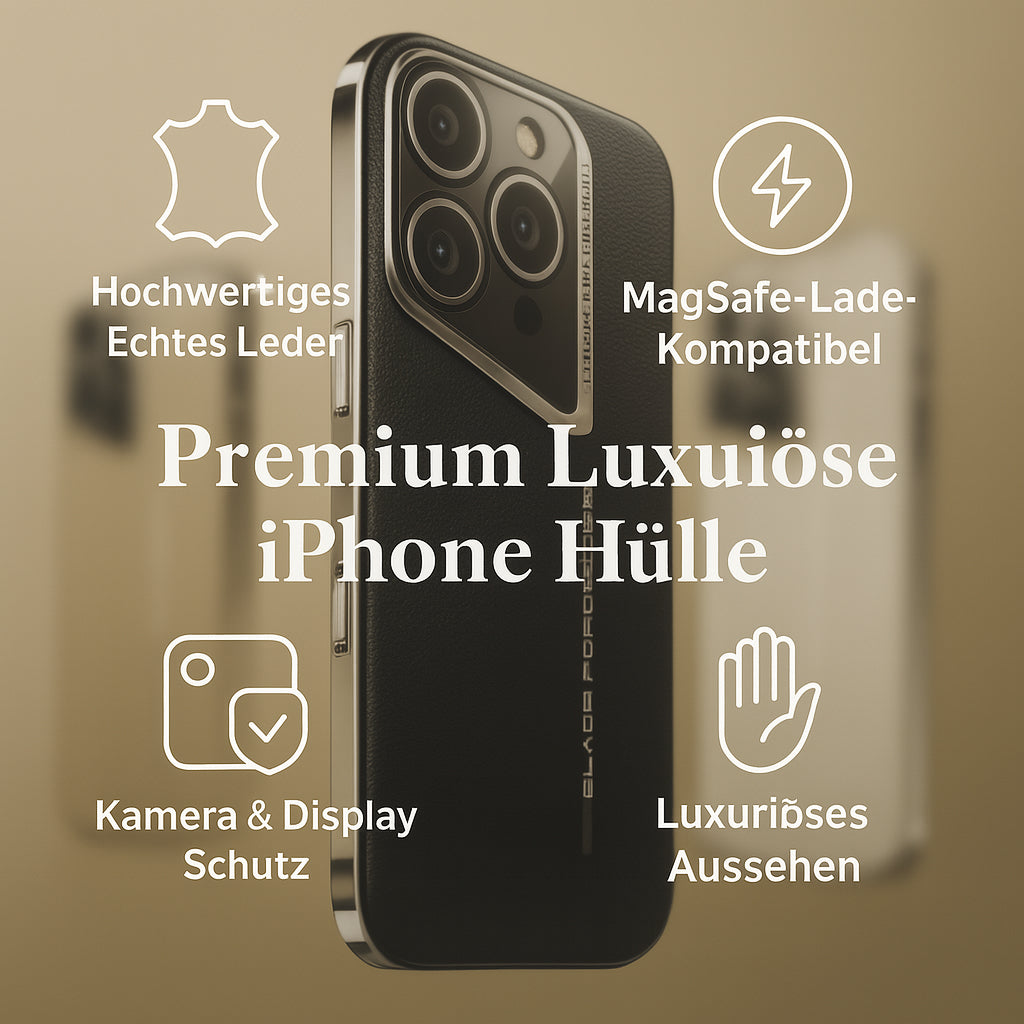 Luxus Leder iPhone Hülle MagSafe Case – elektroplattiertes Premium-Leder, 360° Kamera- & Display-Schutz, ultradünne Hard-Shell, stoßfest, kratzfest, schlankes Slim-Design, langlebiges Cover, kabelloses Laden kompatibel, stylisch & robust, Premium-Schutz
