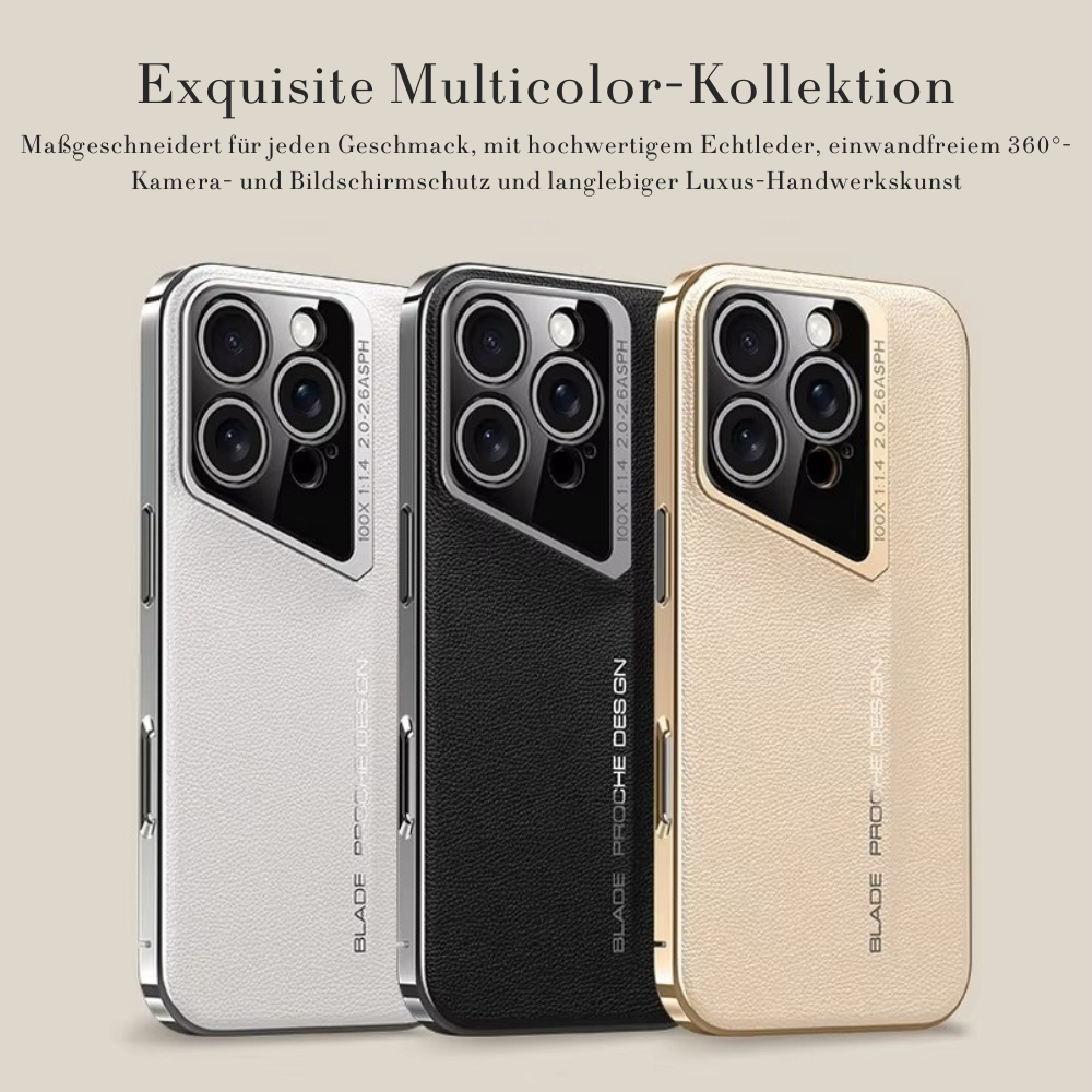 Luxus Leder iPhone Hülle MagSafe Case – elektroplattiertes Premium-Leder, 360° Kamera- & Display-Schutz, ultradünne Hard-Shell, stoßfest, kratzfest, schlankes Slim-Design, langlebiges Cover, kabelloses Laden kompatibel, stylisch & robust, Premium-Schutz