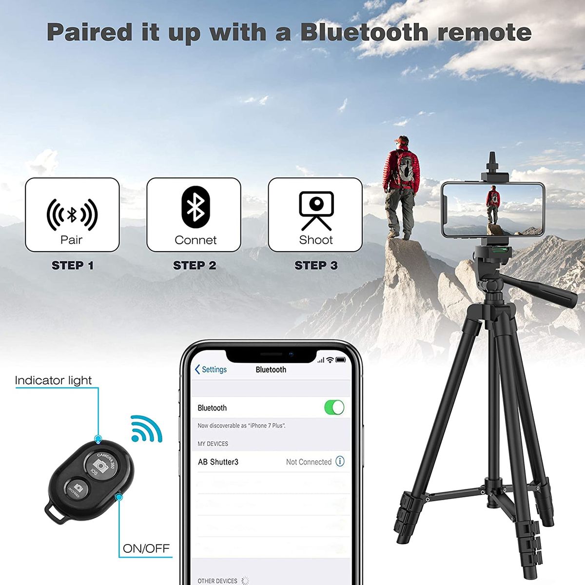 NA-3120 Telefon Stativ 40 Zoll für Gopro iPhone Samsung Xiaomi Huawei - Hochwertiges Aluminium Reise Tripode Par