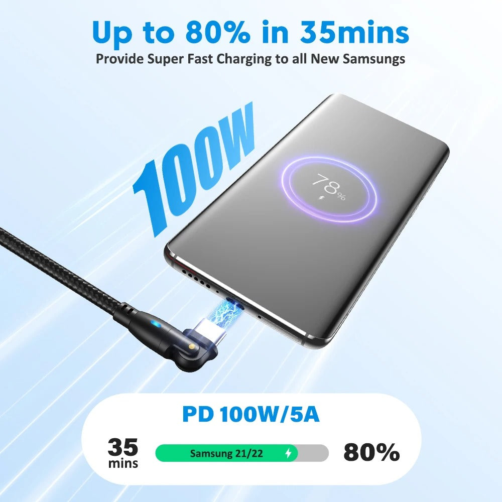 High Durability & Premium 3A Schnellladekabel Typ C für Samsung 180 Rotation Apple iPhone Kabel Realme - Phone Heaven Zone